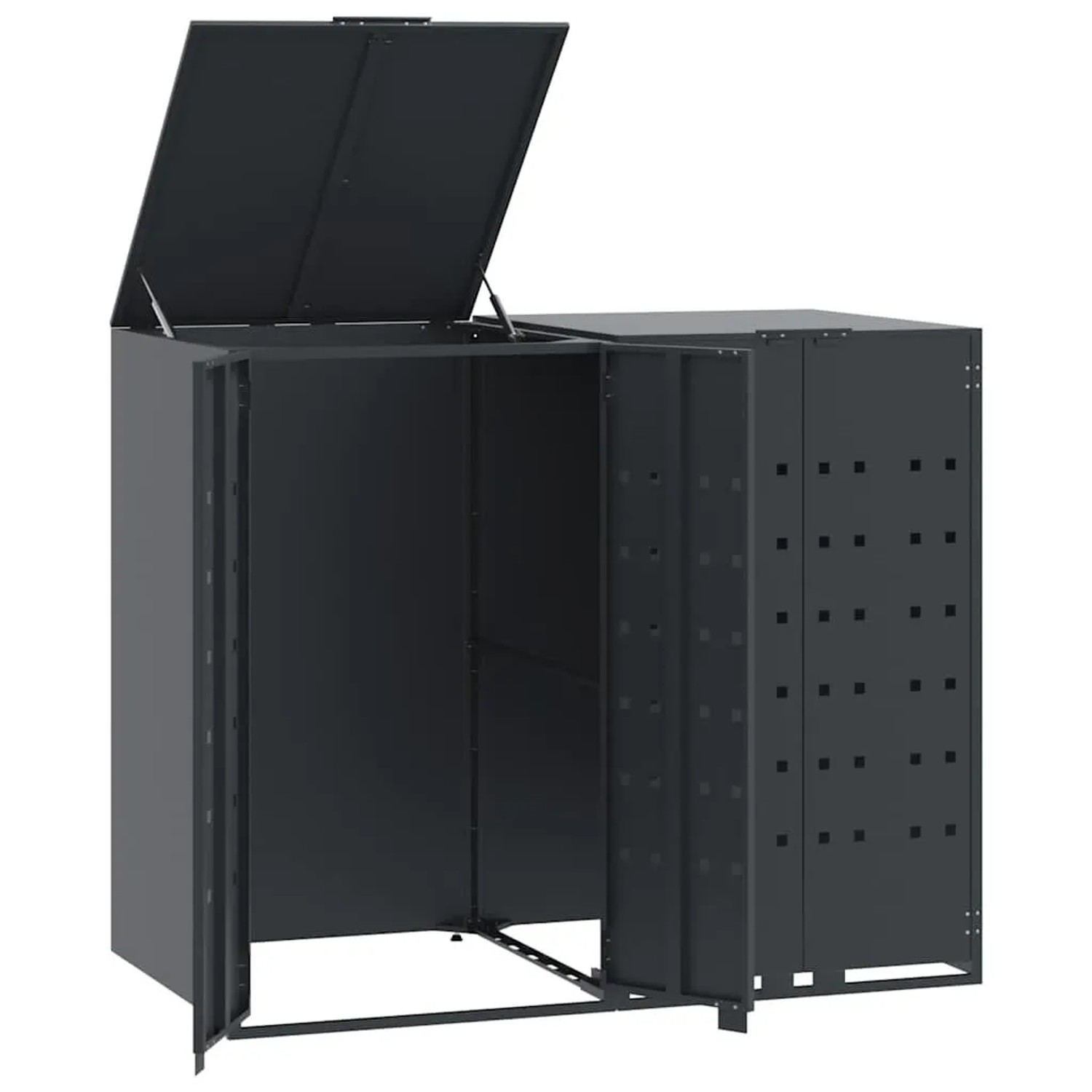 DELUKE Mülltonnenbox GORILO Für 2 Tonnen Anthrazit 138x79x117cm Stahl Mülltonnenverkleidung 2er Mülltonnenhaus