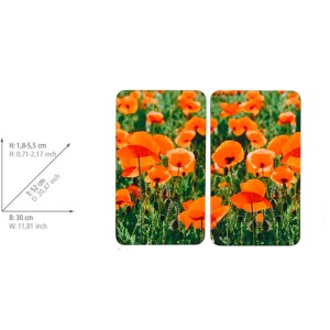 Wenko Herdabdeckplatten Mohnfeld, 2er-Set Universal für alle Herde, mit Mohnblumen-Motiv.