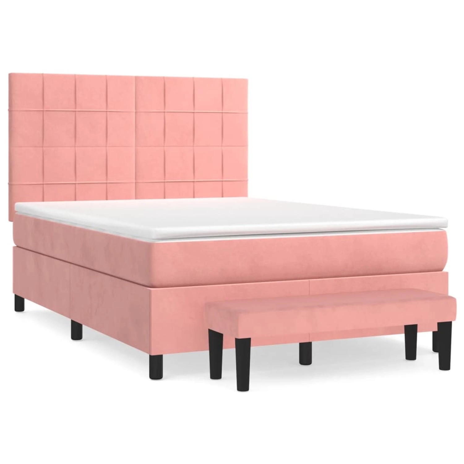 vidaXL Boxspringbett mit Matratze Rosa 140x190 cm Samt 3137844 günstig online kaufen