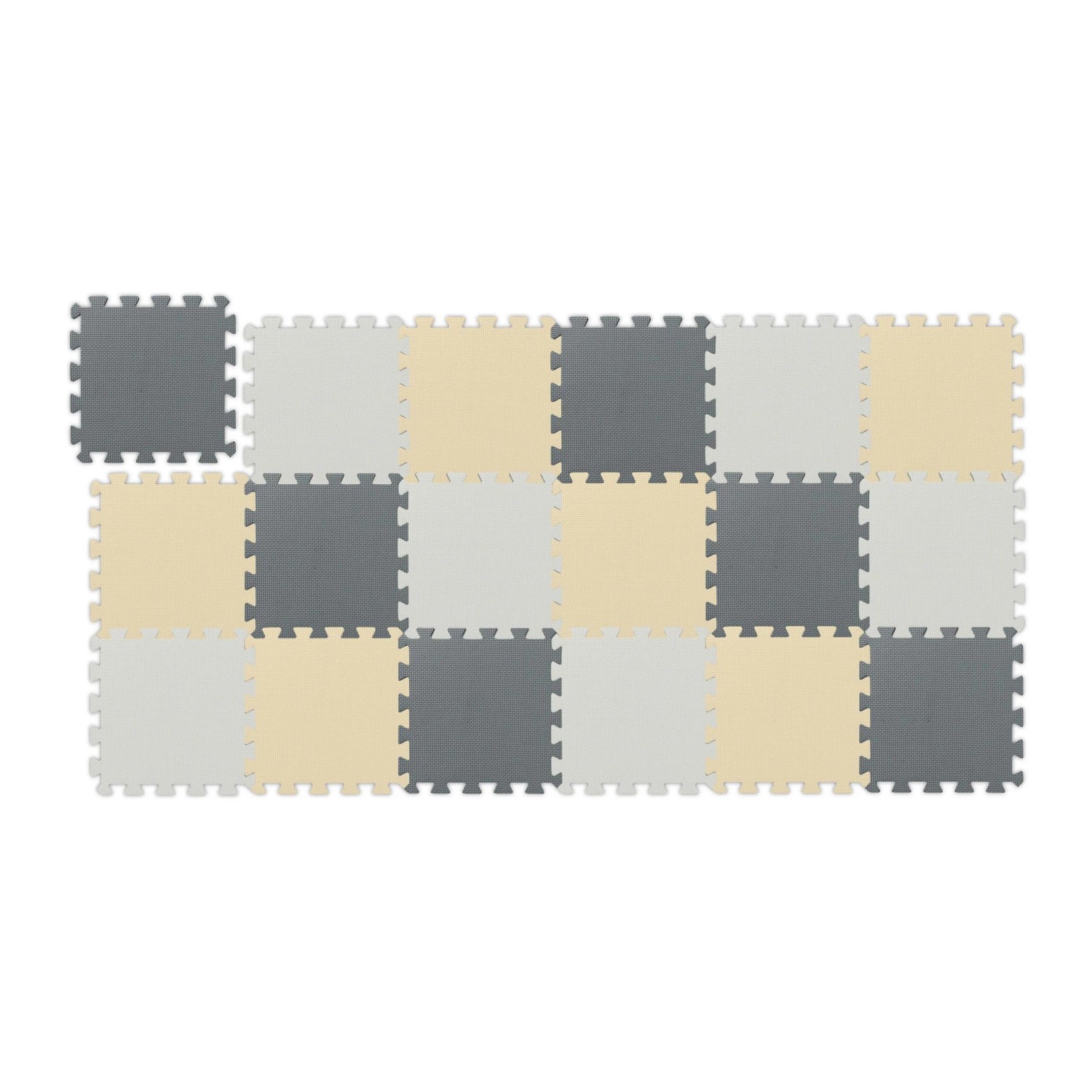 Relaxdays Puzzlematte EVA Schaumstoff Beige Weiß Grau Rutschfest Weich 174 cm x 87 cm 1,1 kg