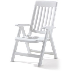 Weißer Sieger Klappsessel Palma, Gartenstuhl mit verstellbarer Rückenlehne.