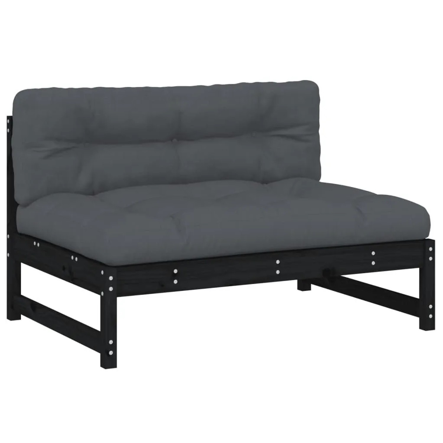 vidaXL Mittelsofa Schwarz 120x80 cm Massivholz Kiefer 825734