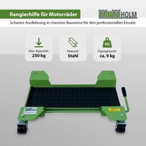 TRUTZHOLM Motorrad Rangierhilfe mit Ständer, grün, bis 250kg Last.