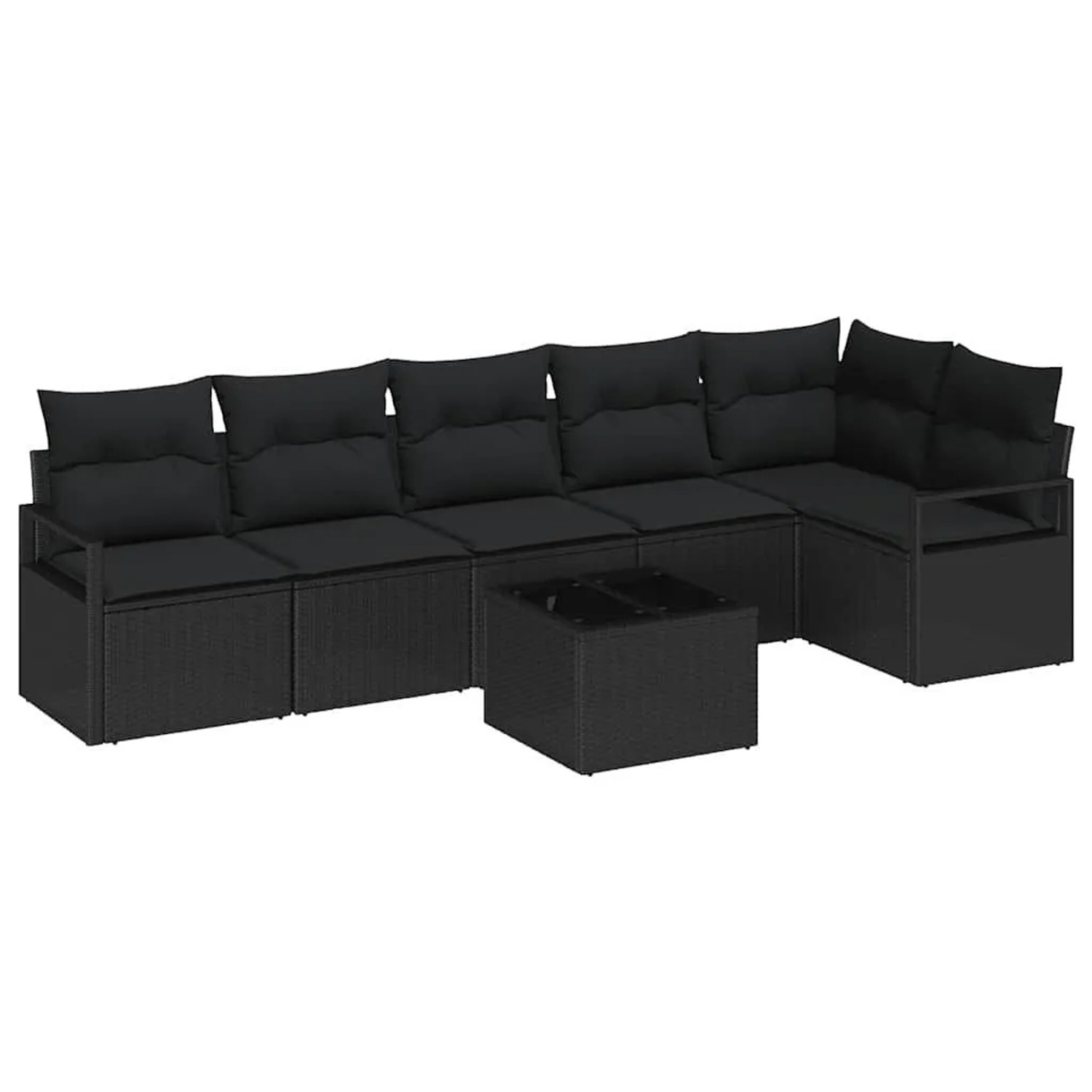 vidaXL Sofa Set mit Kissen mit Speicher 7-Tlg Schwarz Poly-Rattan 3355082 günstig online kaufen
