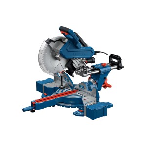 Bosch Professional GCM 340-305 D Kapp- und Gehrungssäge in Blau und Silber.