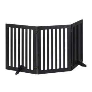 Relaxdays Absperrgitter MDF Schwarz 3-teilig Klappbar 92 cm x 154 cm x 5,5 cm 10,5 kg