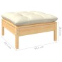 vidaXL Gartenmöbel Hocker/Tisch aus Kiefernholz mit creme Kissen, Teil des Lounge Sets