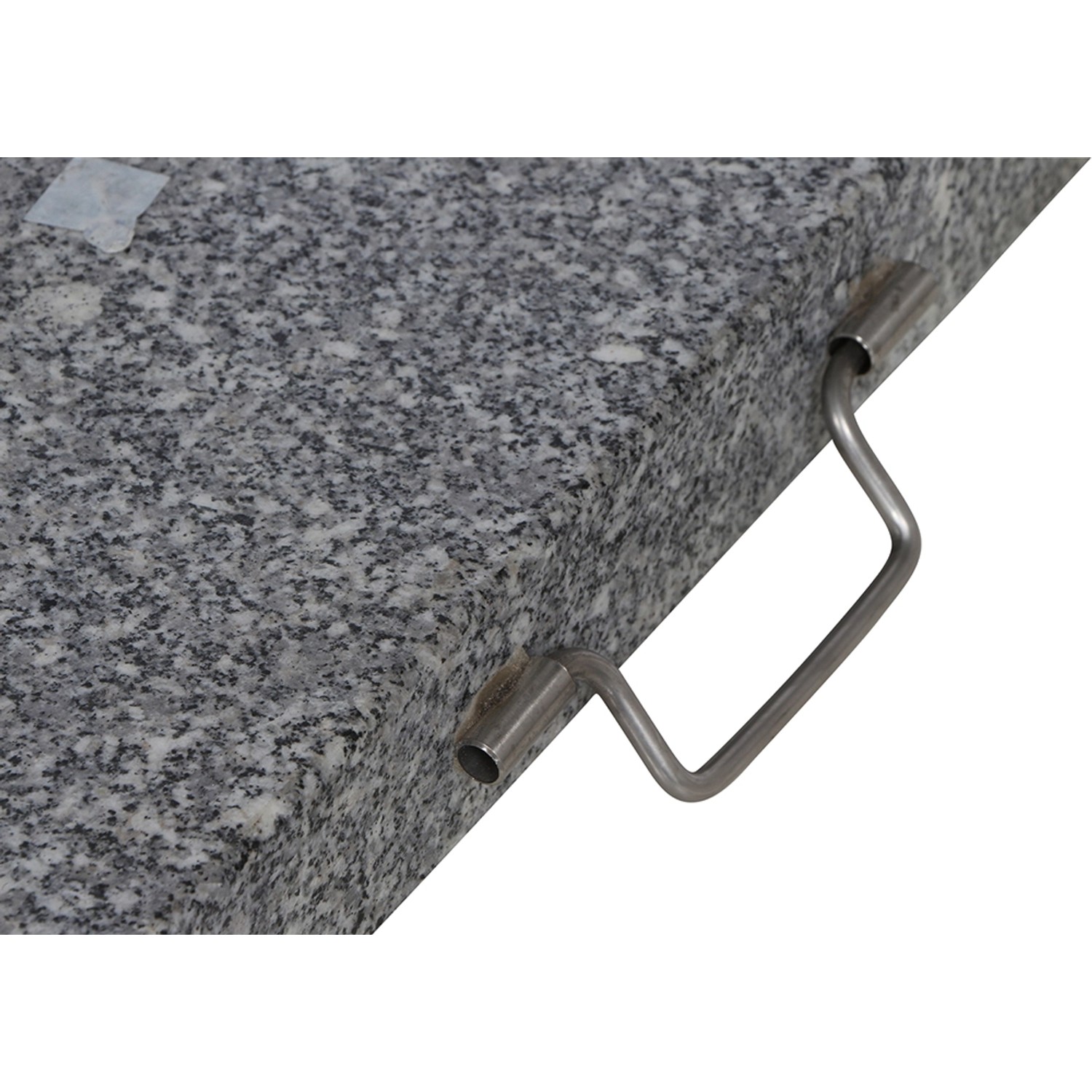 Grauer Siena Garden Schirmständer aus Granit, 54x54x5,5 cm, mit Edelstahl-Griff.