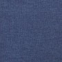 Nahaufnahme des blauen Stoffbezugs vom vidaXL Bettgestell mit Kopfteil.