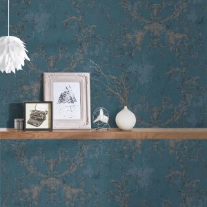 Bricoflor Barock Tapete in Blau mit Ornamenten im Shabby Chic Vintage Stil.