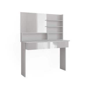 Vicco Schminktisch Azur, weiß/hochglanz, 120 cm, mit Spiegel und Regal.