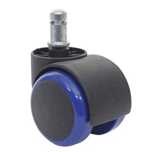 MCW Hartbodenrolle blau-schwarz für Bürostühle. Doppelrolle aus Kunststoff mit Metallstift schützt Parkett & Laminat.