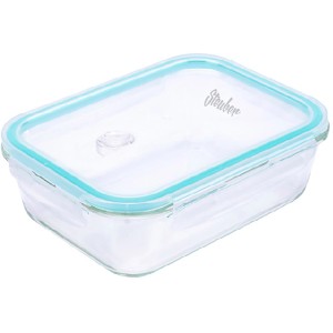 Rechteckige Steuber Glas-Frischhaltedose (1.000 ml) mit blauem Deckel für Küche & Aufbewahrung.