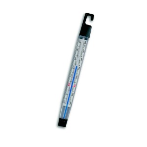 Schwarzes TFA Vielzweck-Thermometer mit Hänger zur Temperaturmessung.
