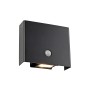 Schwarze LED-Akku-Wandleuchte Amin für Außen, mit Bewegungsmelder, 8,5x15x6,5 cm.
