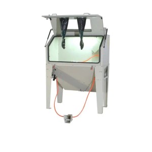 DeTec. Sandstrahlkabine 420l mit Fußpedal, Strahlpistole und Beleuchtung.