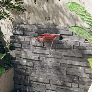 VidaXL Wasserfall-Element 30cm aus Edelstahl mit RGB LEDs für Gartenbrunnen.