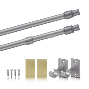 Bestlivings Cafehausstange matt gold, ausziehbar mit Klemmträgern und Zubehör.