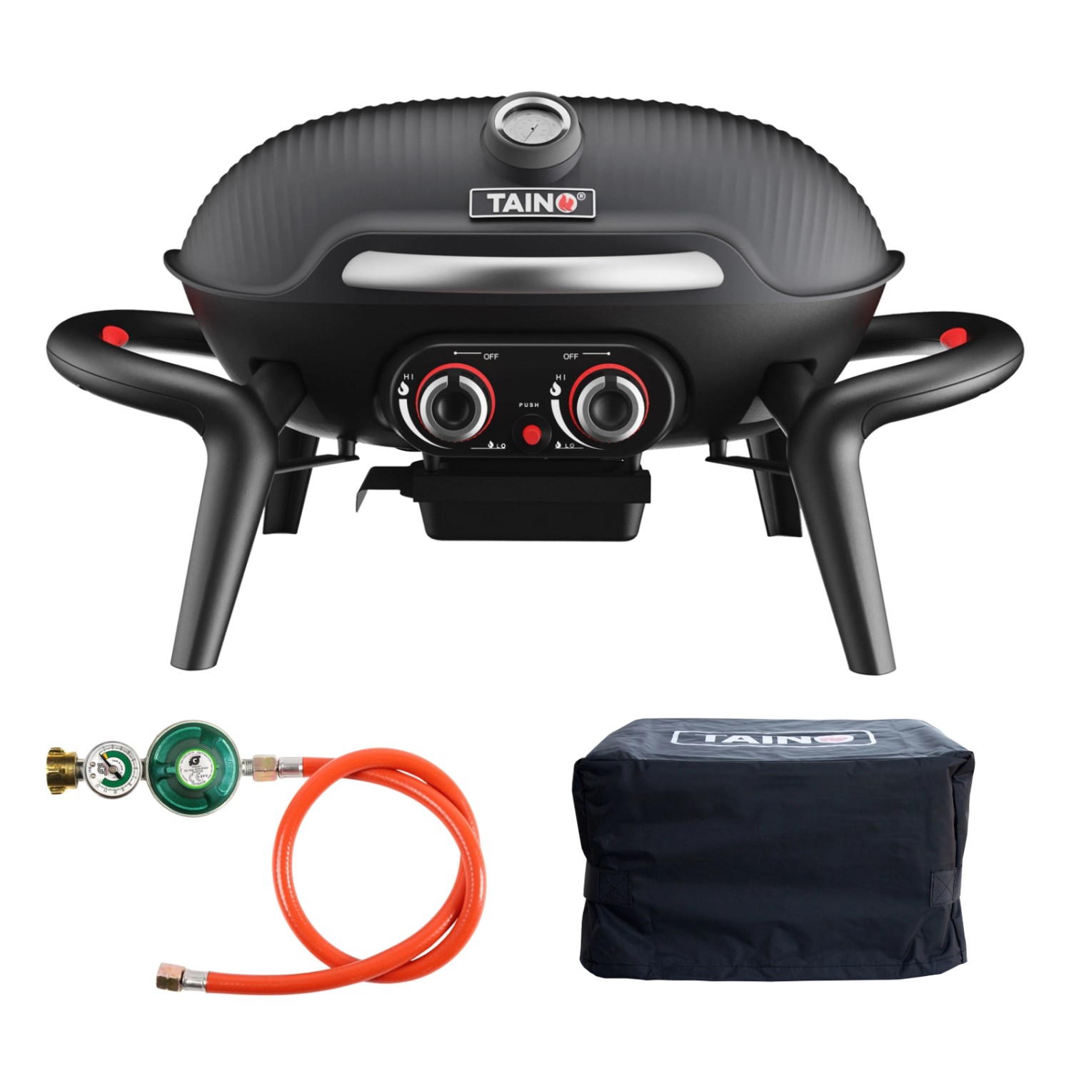 Taino Kenai Set Gasgrill Abdeckhaube Gasdruckminderer Klein Tischgrill Outd günstig online kaufen