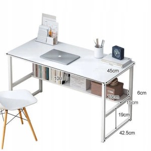 Rebiko Computertisch Loft Weiß für Jugendliche mit Regal Modern 100 cm