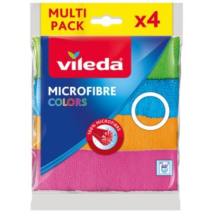 Vileda Allzwecktücher Mikrofaser Colors, 4er-Pack: Mehrfarbige Reinigungstücher im Multipack.