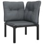 vidaXL Gartenmöbel: Lounge-Eckstuhl in Schwarz/Grau mit Polyrattan und Kissen.