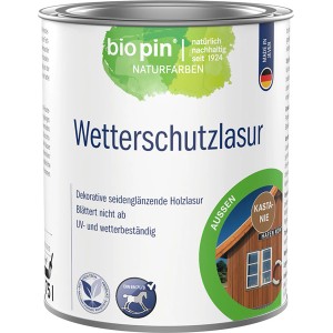 Biopin Wetterschutzlasur Kastanie, 750ml Dose für Holz außen.