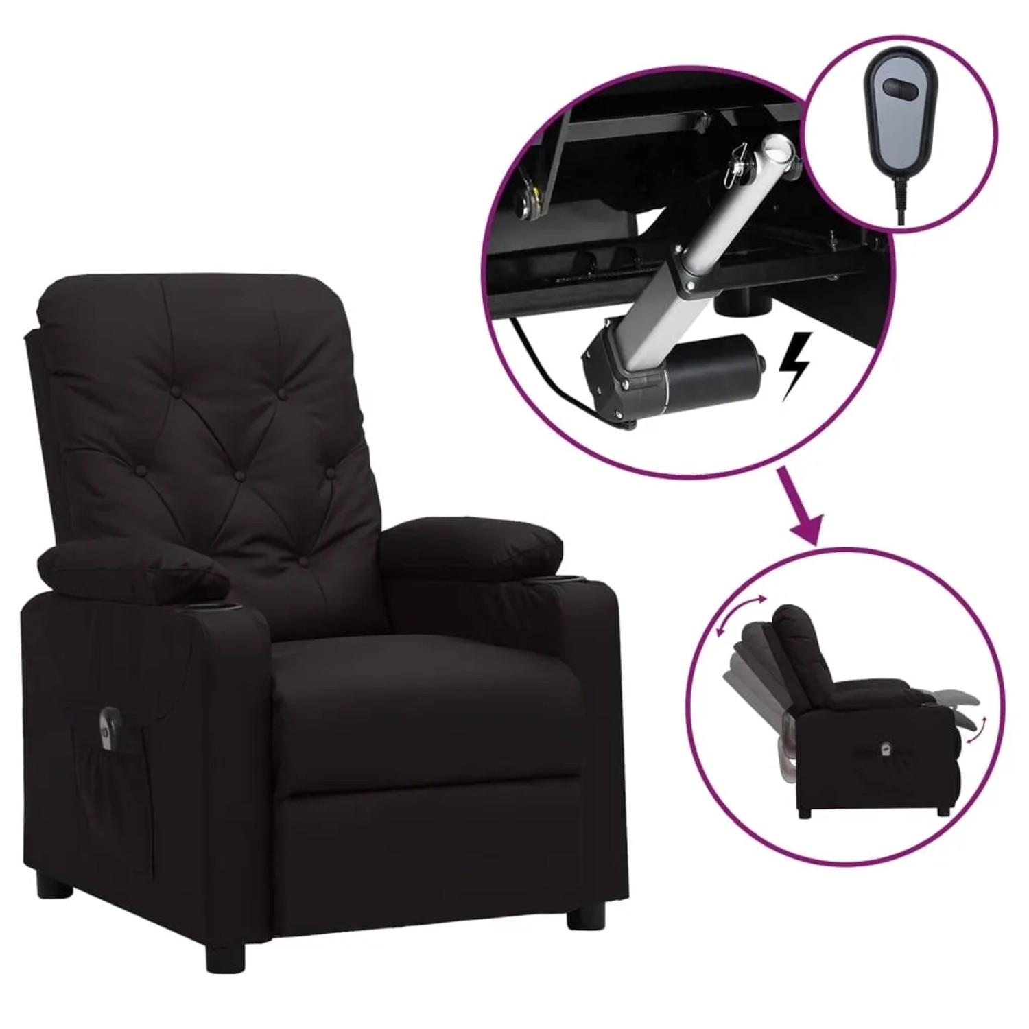 vidaXL Relaxsessel Elektrisch Schwarz Kunstleder 3098863