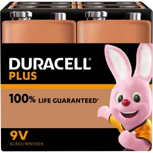 Duracell 9V Alkaline Batterien im 4er Pack. Leistungsstarke Batterien für viele Geräte.