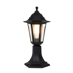 Klassische schwarze QAZQA Stehleuchte New Haven für den Außenbereich, 42,2 cm hoch.