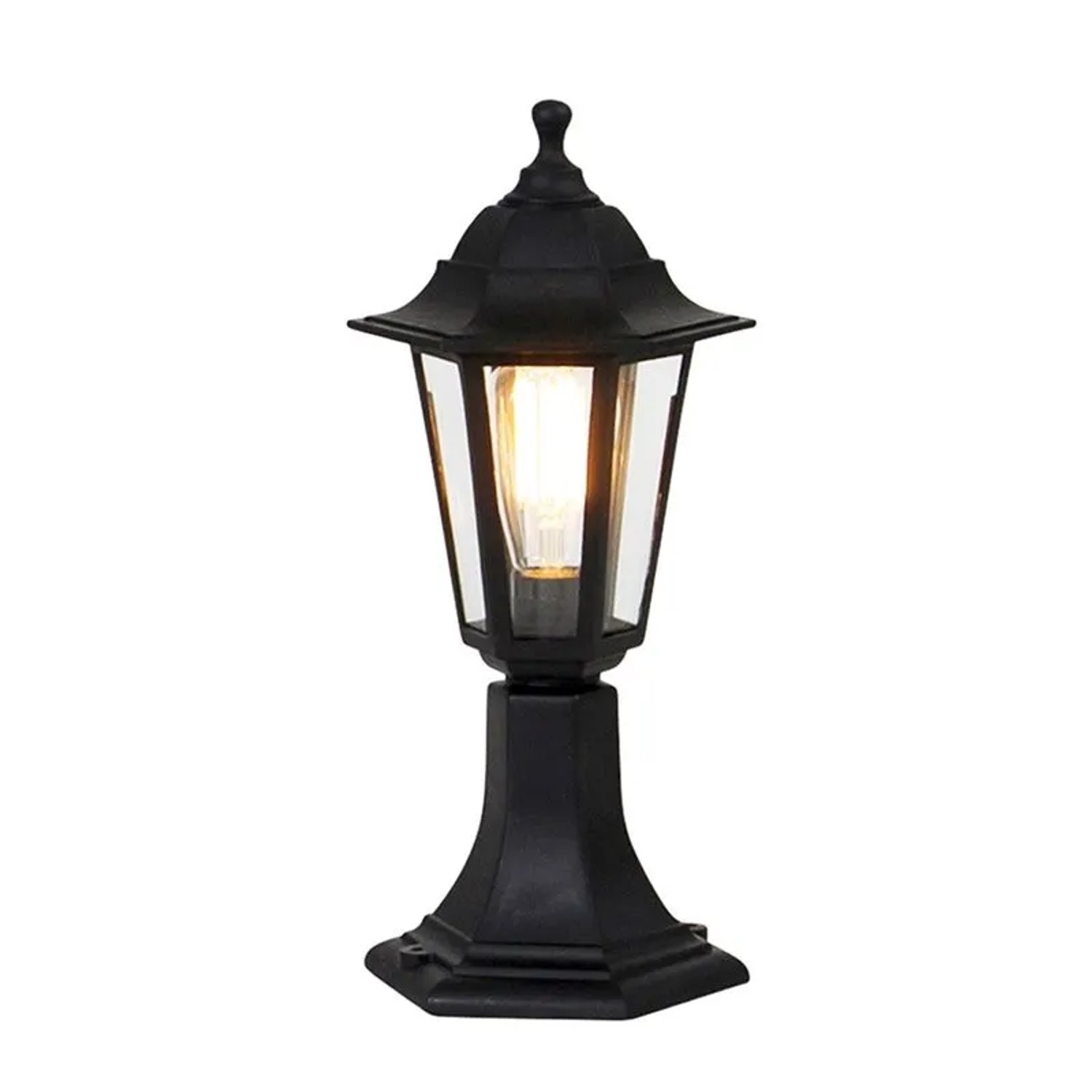 Klassische schwarze QAZQA Stehleuchte New Haven für den Außenbereich, 42,2 cm hoch.