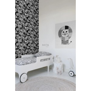 ESTAhome Tapete Funky Blumen Und Paisleys Schwarz Und Weiß 53 Cm X 1005 Cm 136844