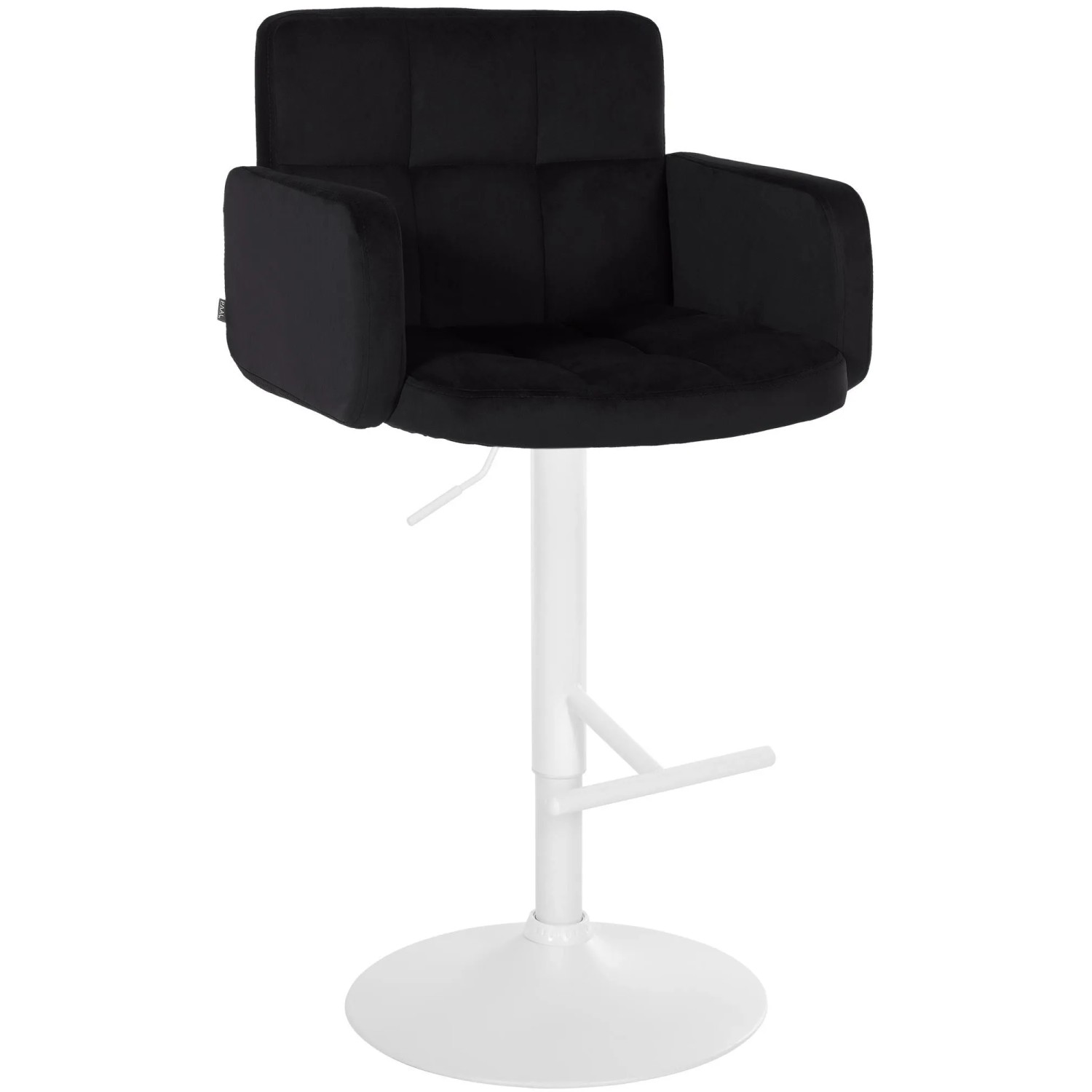 DELUKE Barhocker SUTUN Samt Schwarz 60x56x93cm Weiß Barstuhl Mit Lehne Drehbar Tresenhocker Tresenstuhl