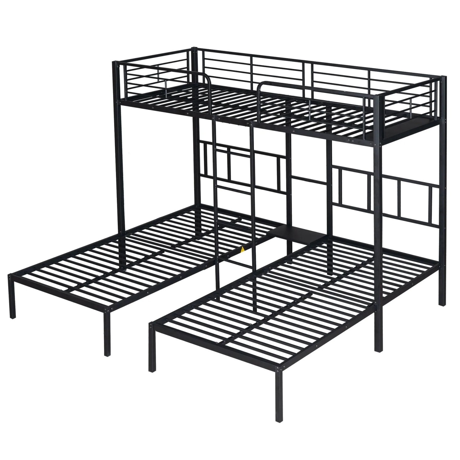 okwish Dreierbett 90x200cm mit Leiter und Tisch Schwarz ohne Matratze