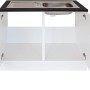 Weißer Optifit Spülenunterschrank Salo214 mit Einbauspüle, 100x85x60cm, offene Türen.