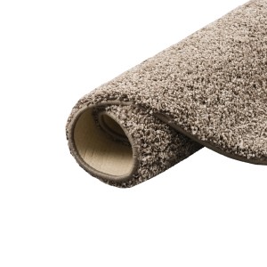 Gerollter, runder, mauvefarbener Hochflor-Teppich Milano (200x200cm).