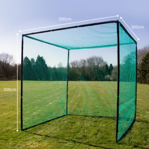 Monstershop Golfnetz Übungskäfig 3x3x3m mit grünem Netz und schwarzem Rahmen für Golftraining.