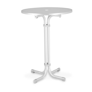 Weißer, runder Best Freizeitmöbel Stehtisch Multiflex, 80 cm Durchmesser, mit Stahlgestell.