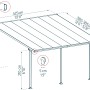 Technische Zeichnung: Palram Canopia Terrassenüberdachung Feria Anthrazit 4x6.06 mit Maßangaben.