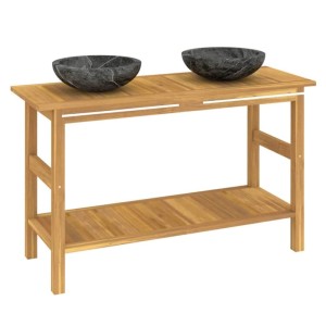vidaXL Waschtisch mit Schwarzen Marmorbecken Massivholz Teak 3096579