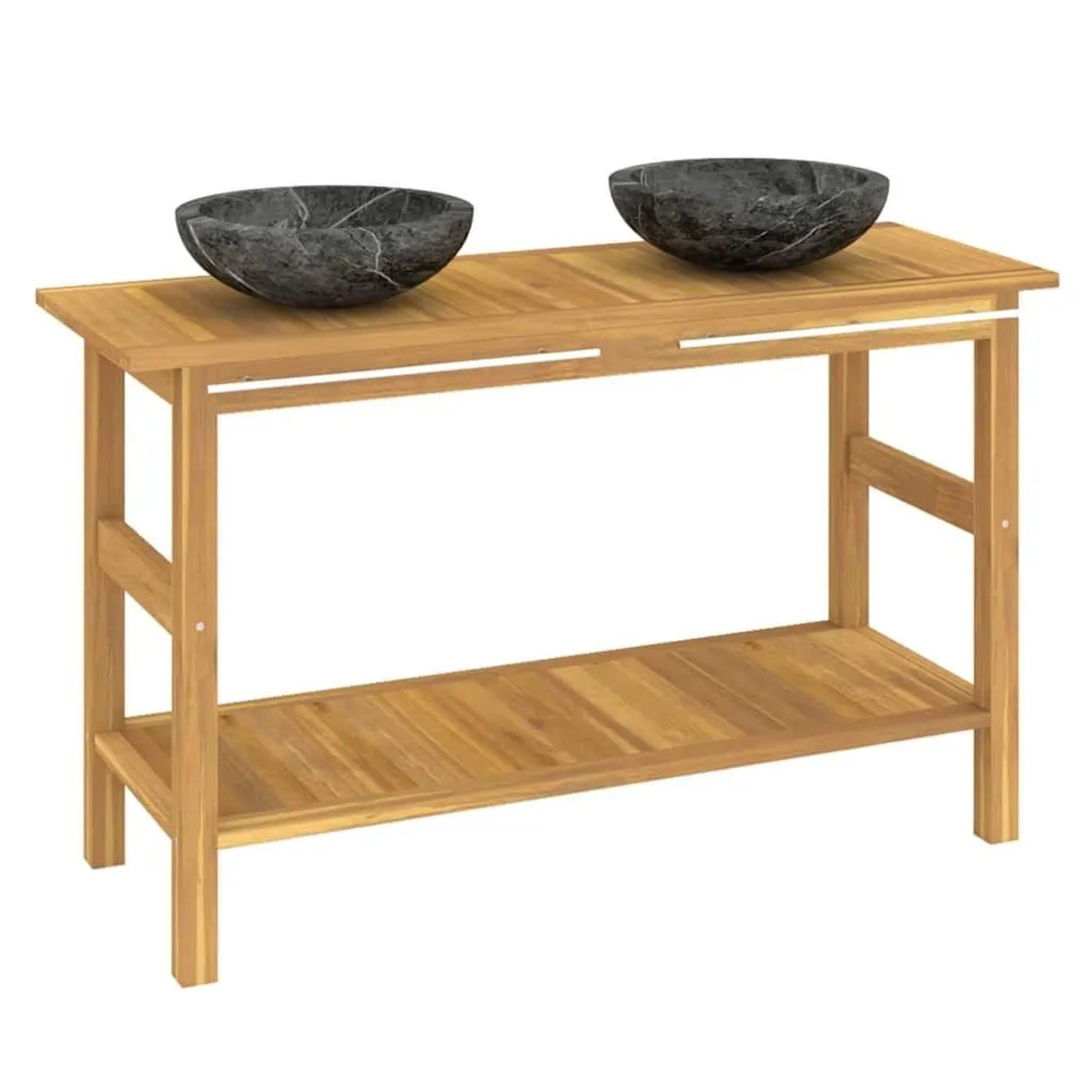 vidaXL Waschtisch mit Schwarzen Marmorbecken Massivholz Teak 3096579