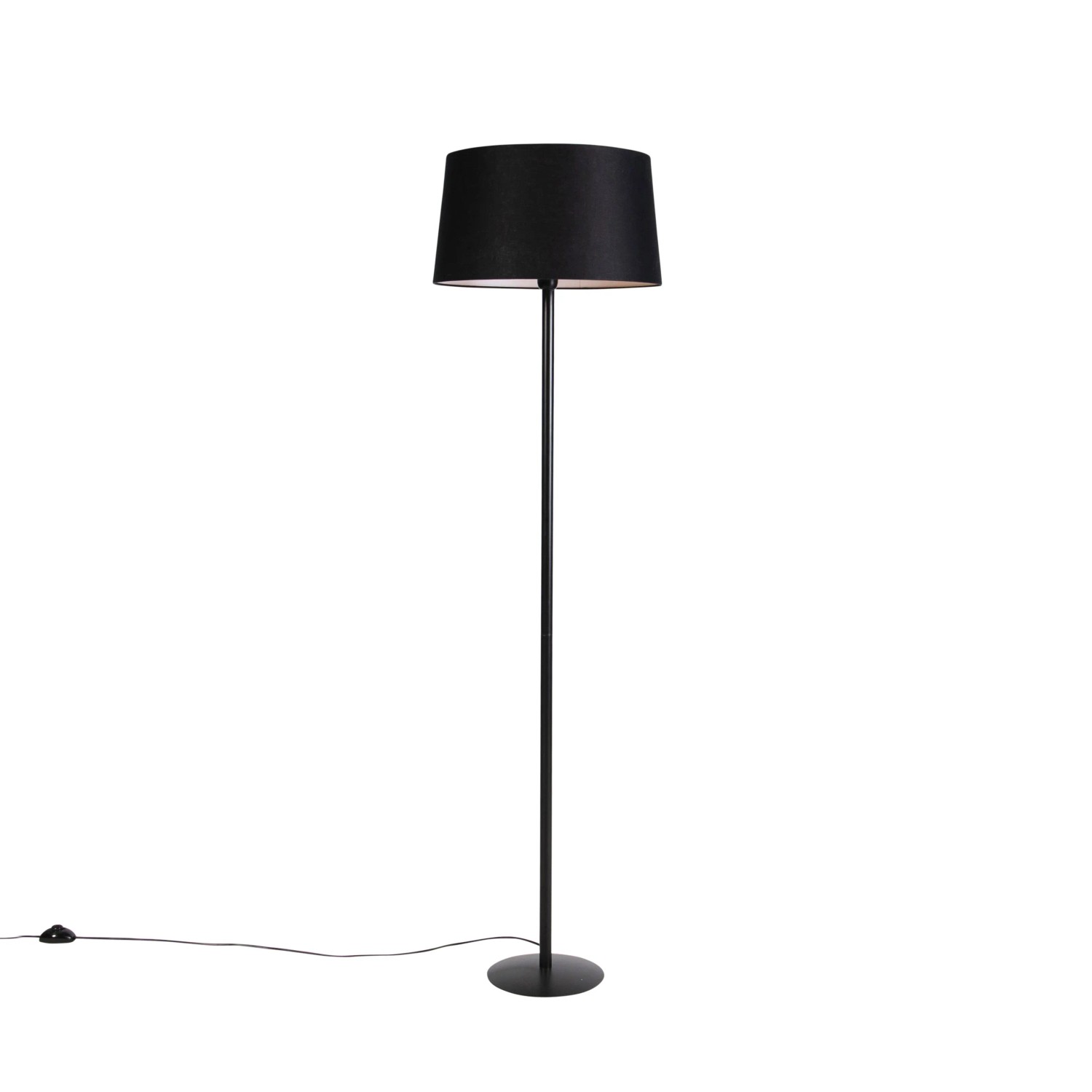 QAZQA Schwarze Stehlampe mit Leinenschirm Schwarz 45 cm Simplo