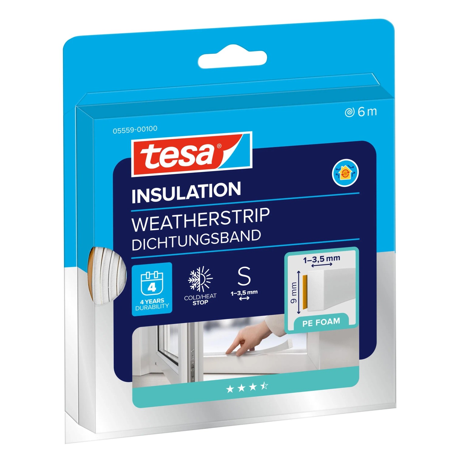 Thumbnail - tesa® Insulation Dichtungsband I-Profil Schaumstoff Weiß 6 m