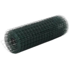Grüner Drahtzaun aus Stahl mit PVC-Beschichtung, 25x0,5 m, aufgerollt.