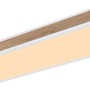 Rechteckige LED-Deckenleuchte Doro, 80 cm, Holzoptik dunkel, Aluminium weiß matt.