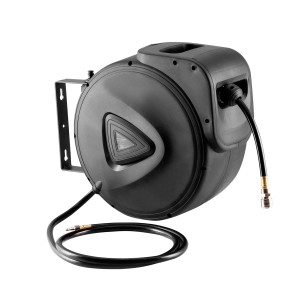 STAHLWERK Druckluft-Schlauchtrommel mit Aufrollautomatik, 30m, 18 Bar, zur Wandmontage.