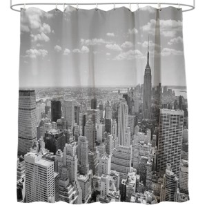 Sanilo Duschvorhang New York, 180x200 cm, mit Skyline-Motiv in Schwarzweiß.
