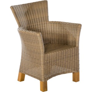 Gartensessel Toskana Natur, 2er Set, aus Polyrattan mit Akazienholz-Beinen.