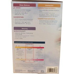 Planet Spa Whirlpoolpflege-Set: Komplettset zur Wasserpflege mit pH-Minus, Aktivsauerstoff, Wasserstabil, Duft und Teststreifen.