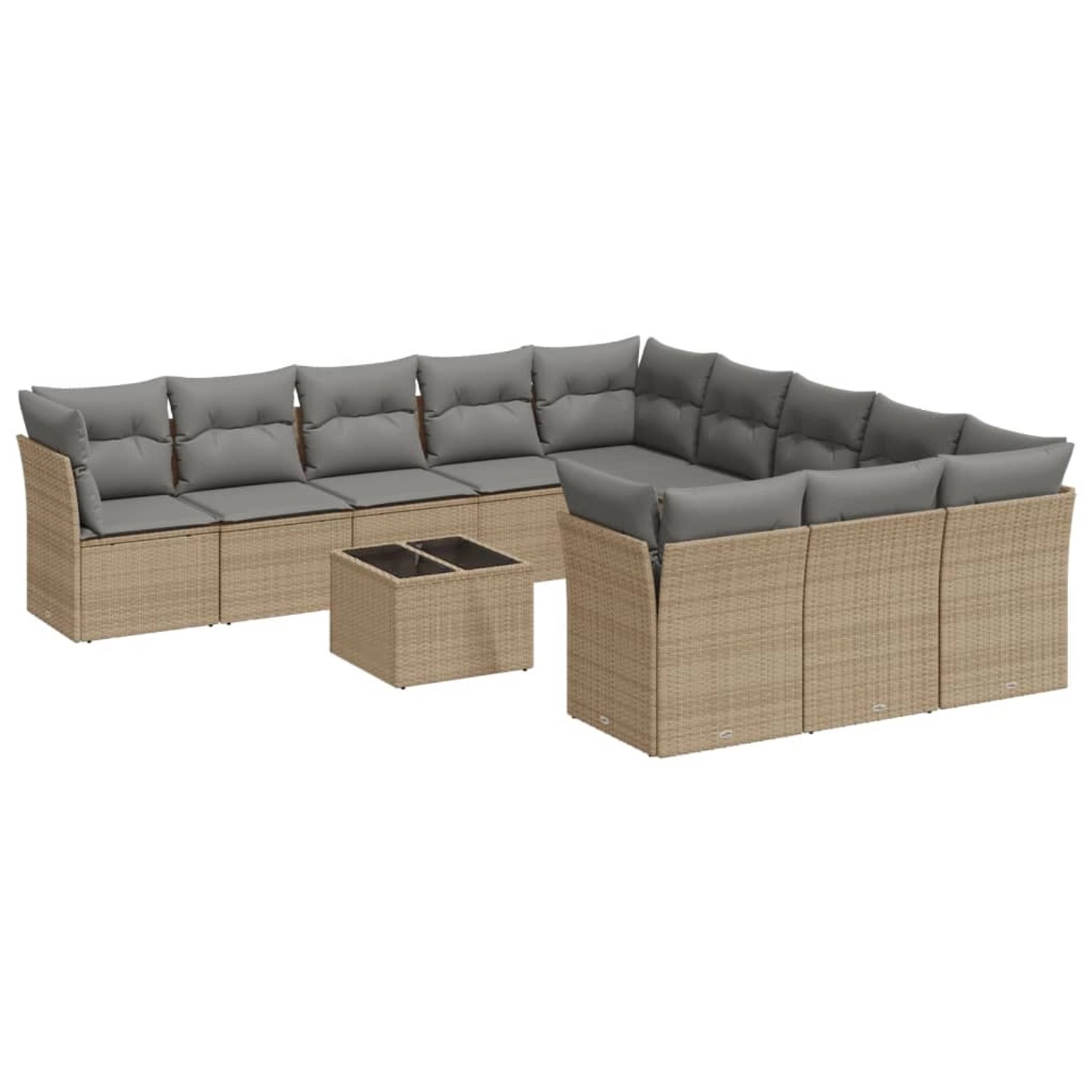 vidaXL 12-Tlg Garten-Sofagarnitur mit Kissen Beige Poly Rattan 3250258 günstig online kaufen